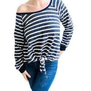 Caslon Navy & White Stripe Front Knot Sweater